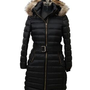 Burberry Black Puffer Coat with Fur Trim